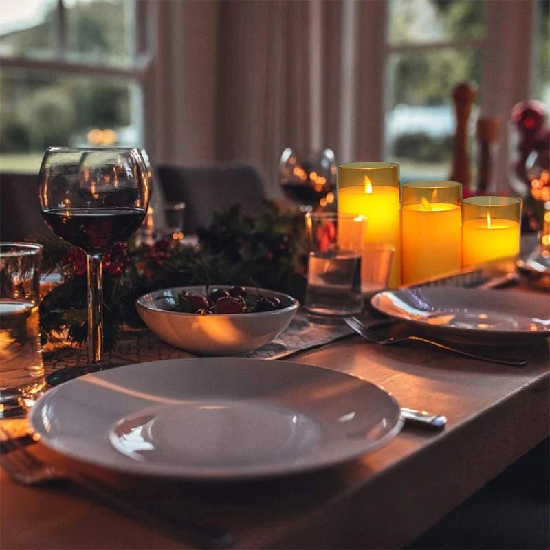 LED Glass Candle Full Set Remote Control Timer for Christmas Wedding | Luxury Home Accessories | Heulog Glow