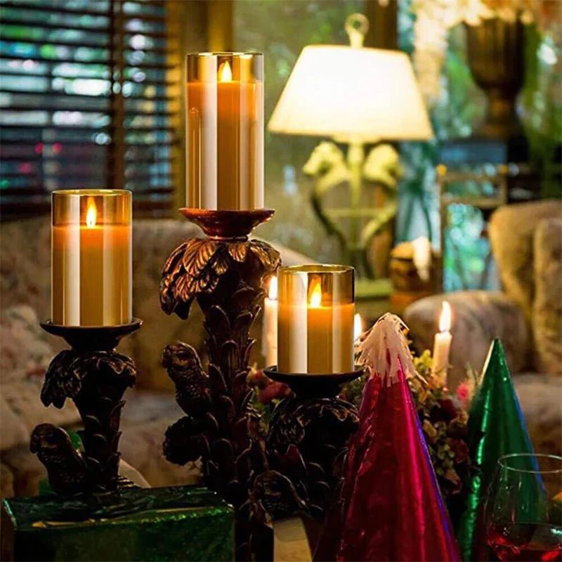 LED Glass Candle Full Set Remote Control Timer for Christmas Wedding | Luxury Home Accessories | Heulog Glow