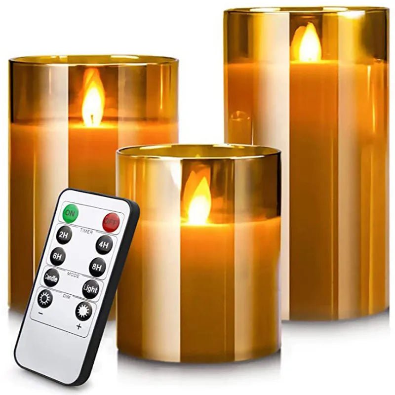LED Glass Candle Full Set Remote Control Timer for Christmas Wedding | Luxury Home Accessories | Heulog Glow