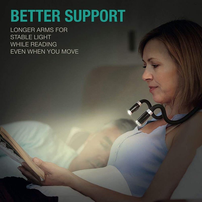 LED Neck Book Light | Flexible Hands-Free Reading Lamp | 3 Modes | Portable Camping & Night Light | USB & Battery | Michan Direct | Luxury Home Accessories | Heulog Glow