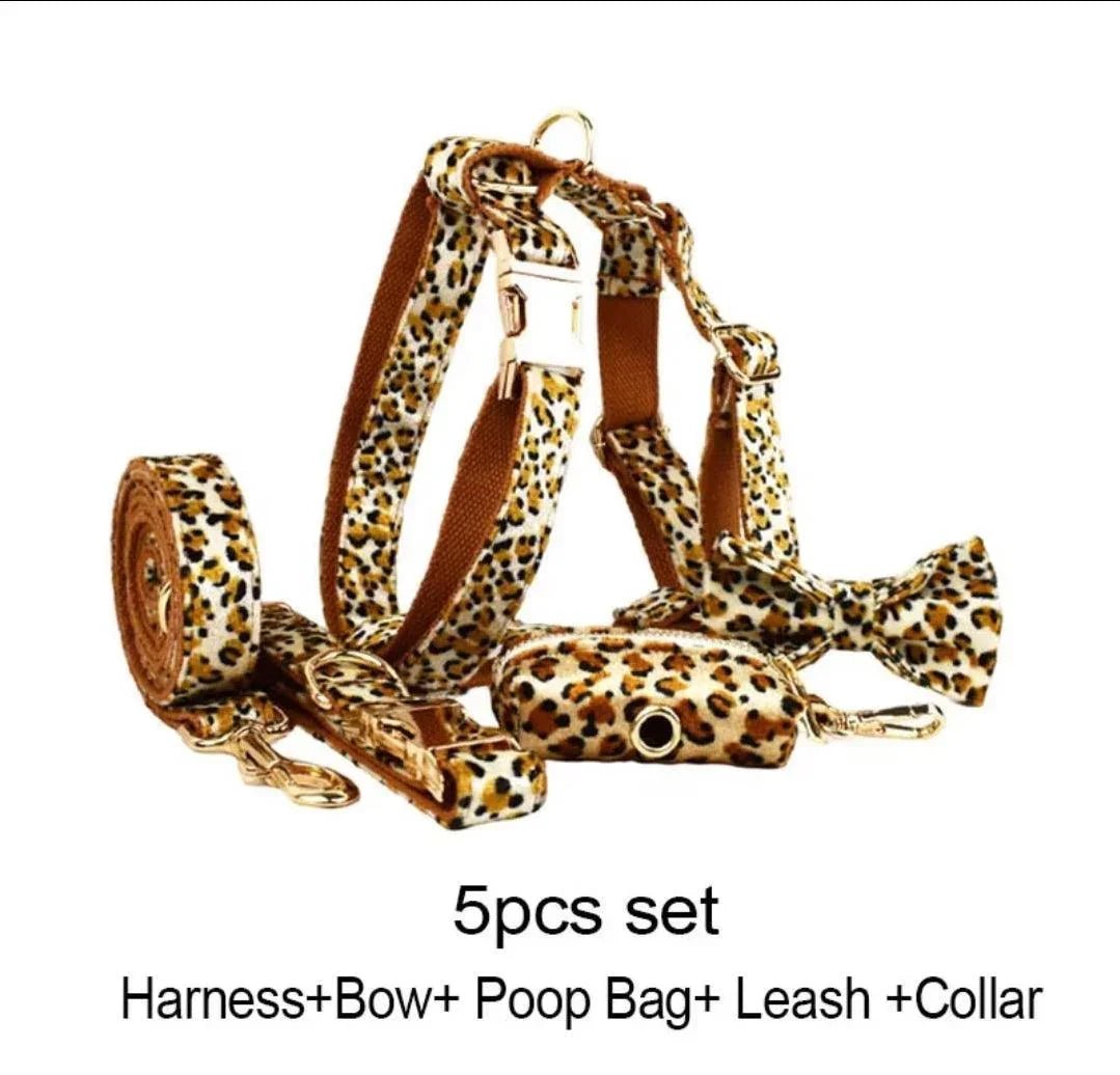 Leopard Print Dog Harness, Lead & Accessories | Luxury Home Accessories | Heulog Glow