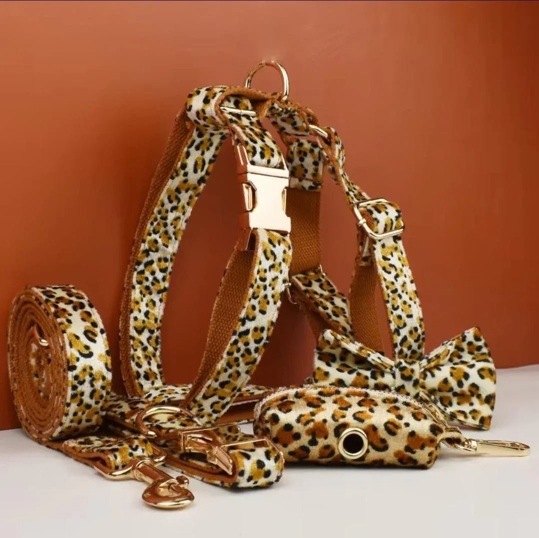 Leopard Print Dog Harness, Lead & Accessories | Luxury Home Accessories | Heulog Glow