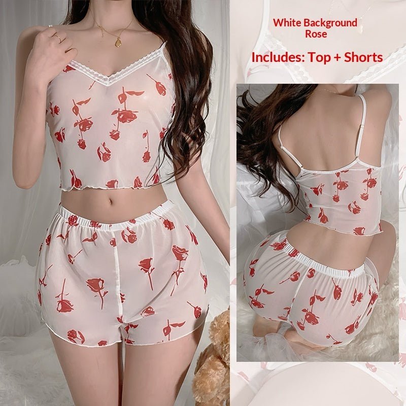 Leopard-print Pajama Set For Women Camisole And Shorts | Luxury Home Accessories | Heulog Glow