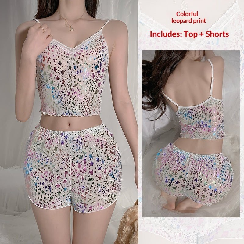 Leopard-print Pajama Set For Women Camisole And Shorts | Luxury Home Accessories | Heulog Glow