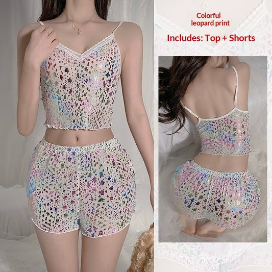 Leopard-print Pajama Set For Women Camisole And Shorts | Luxury Home Accessories | Heulog Glow