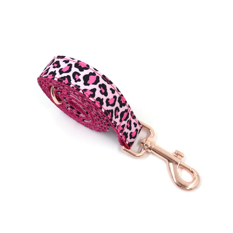 Leopard Print Rose Gold Pet Collar Leash Bow | Luxury Home Accessories | Heulog Glow