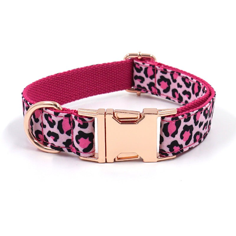 Leopard Print Rose Gold Pet Collar Leash Bow | Luxury Home Accessories | Heulog Glow