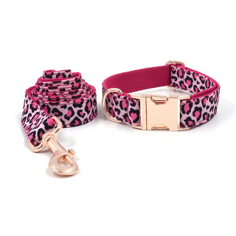 Leopard Print Rose Gold Pet Collar Leash Bow | Luxury Home Accessories | Heulog Glow