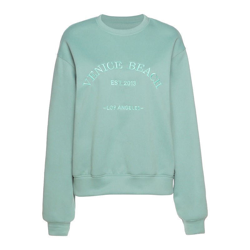 Letter Embroidered Fleece Thick Loose Loose All-Match Casual Sweater | Luxury Home Accessories | Heulog Glow