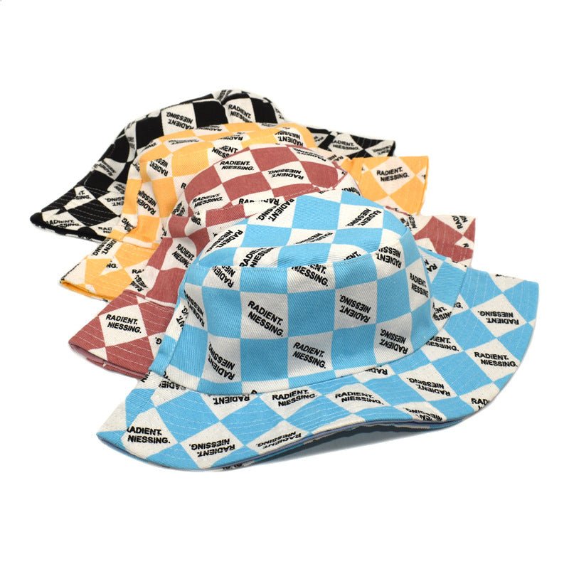 Letter Plaid Bucket Hat Women's Fashion Double-sided Wear Bucket Hat | Luxury Home Accessories | Heulog Glow