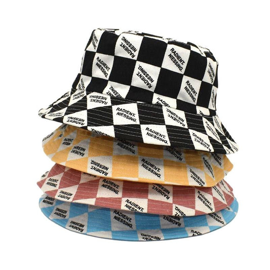 Letter Plaid Bucket Hat Women's Fashion Double-sided Wear Bucket Hat | Luxury Home Accessories | Heulog Glow