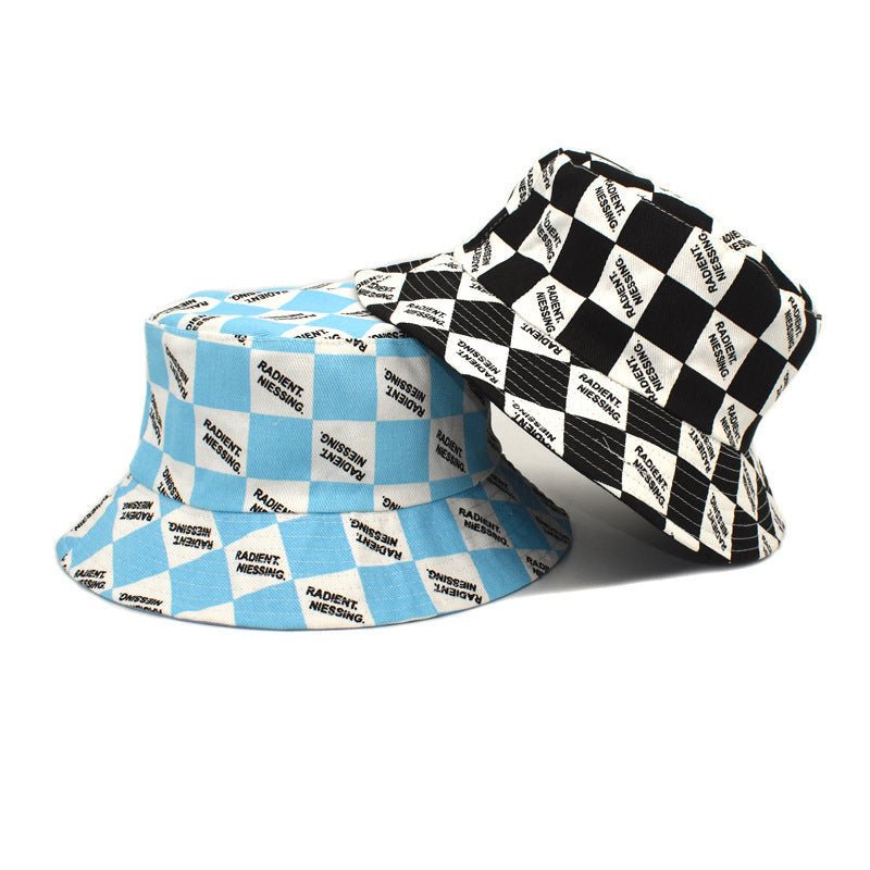 Letter Plaid Bucket Hat Women's Fashion Double-sided Wear Bucket Hat | Luxury Home Accessories | Heulog Glow