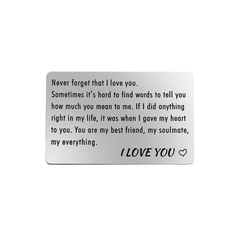 Lettering Valentine's Day Gift Titanium Steel Card | Luxury Home Accessories | Heulog Glow