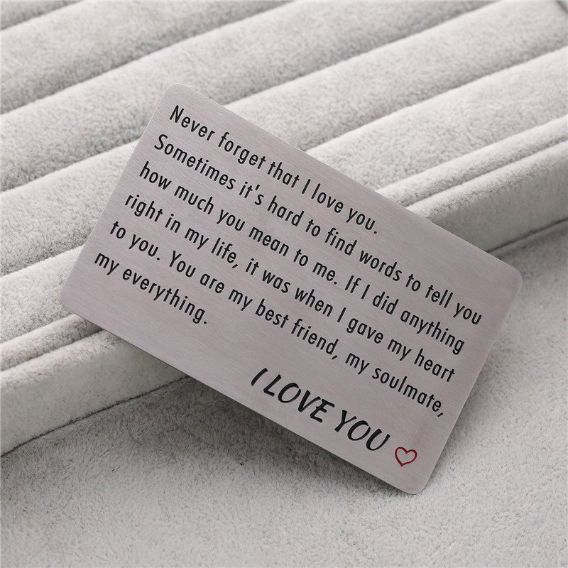 Lettering Valentine's Day Gift Titanium Steel Card | Luxury Home Accessories | Heulog Glow