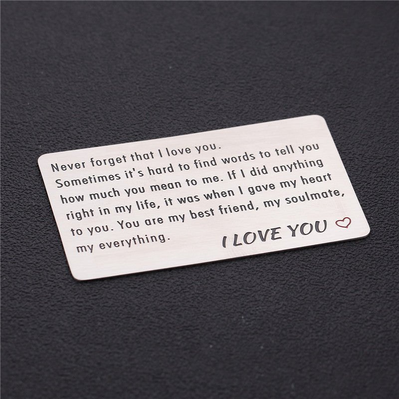 Lettering Valentine's Day Gift Titanium Steel Card | Luxury Home Accessories | Heulog Glow