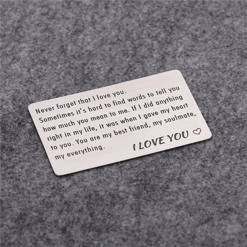 Lettering Valentine's Day Gift Titanium Steel Card | Luxury Home Accessories | Heulog Glow