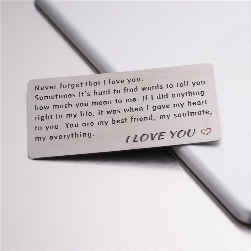 Lettering Valentine's Day Gift Titanium Steel Card | Luxury Home Accessories | Heulog Glow