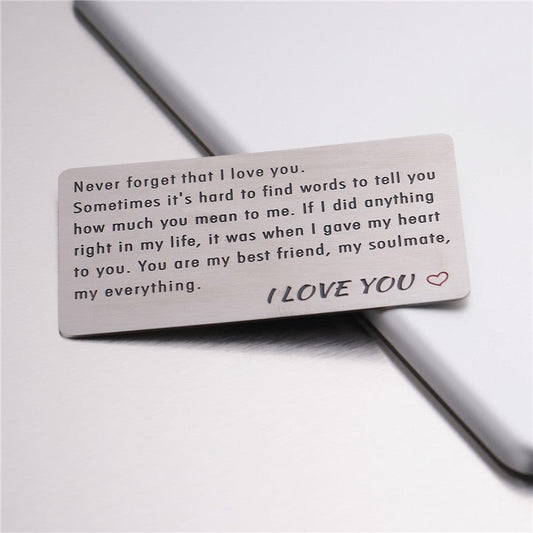 Lettering Valentine's Day Gift Titanium Steel Card | Luxury Home Accessories | Heulog Glow