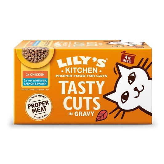 Lilys Kitchen Cat Tasty Cuts Mixed Multipack 4x85g | Luxury Home Accessories | Heulog Glow