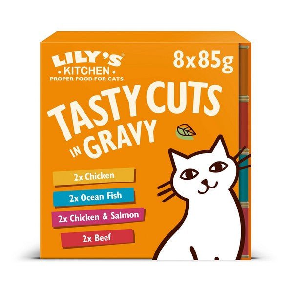 Lilys Kitchen Tasty Cuts Mixed Multipack for Cats 8x85 | Luxury Home Accessories | Heulog Glow