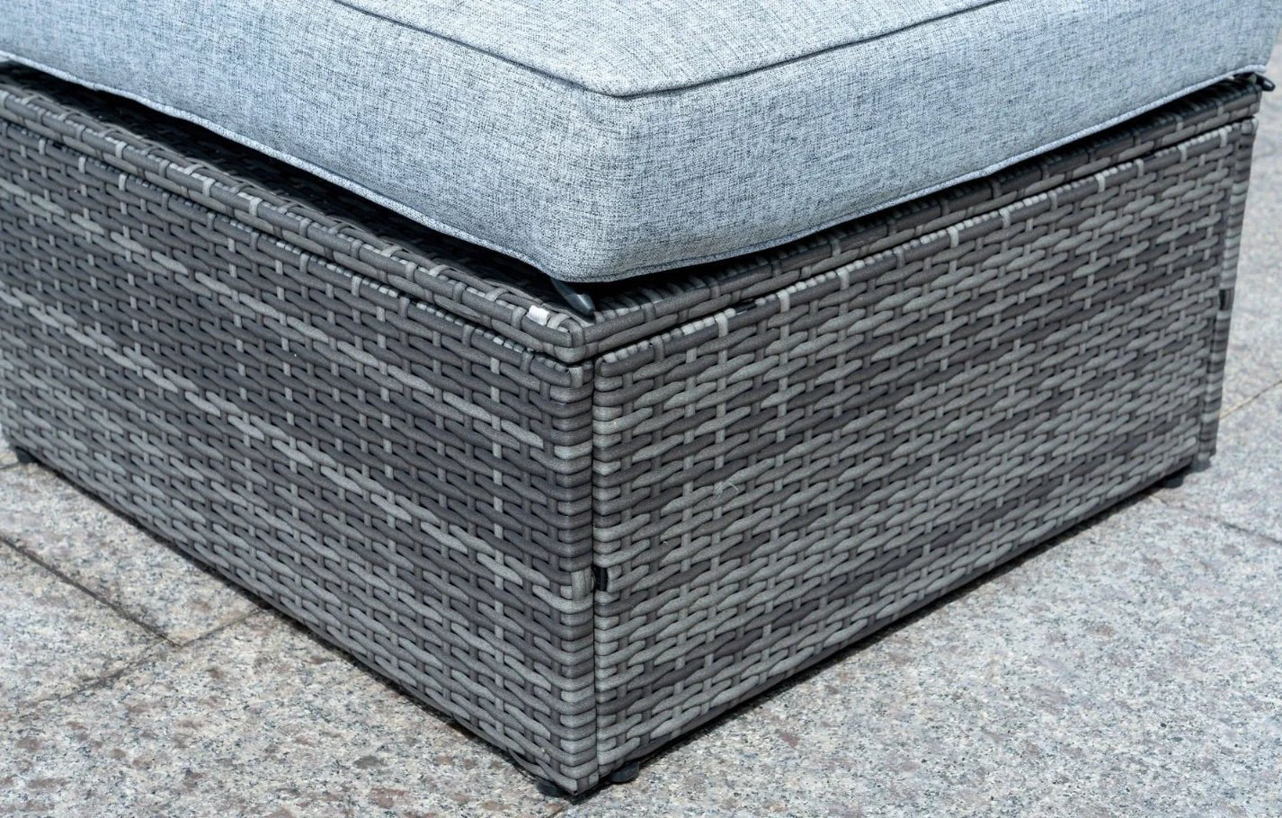 Lima 5 Seater Grey Polyrattan Garden Sofa Set Bundle with Armchair, Coffee Table & Protective Cover | Luxury Home Accessories | Heulog Glow