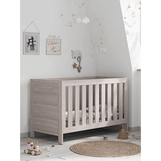 Little Acorns Amalfi 2 Piece Nursery Furniture Set with Cot Bed and Dresser - Grey Ash