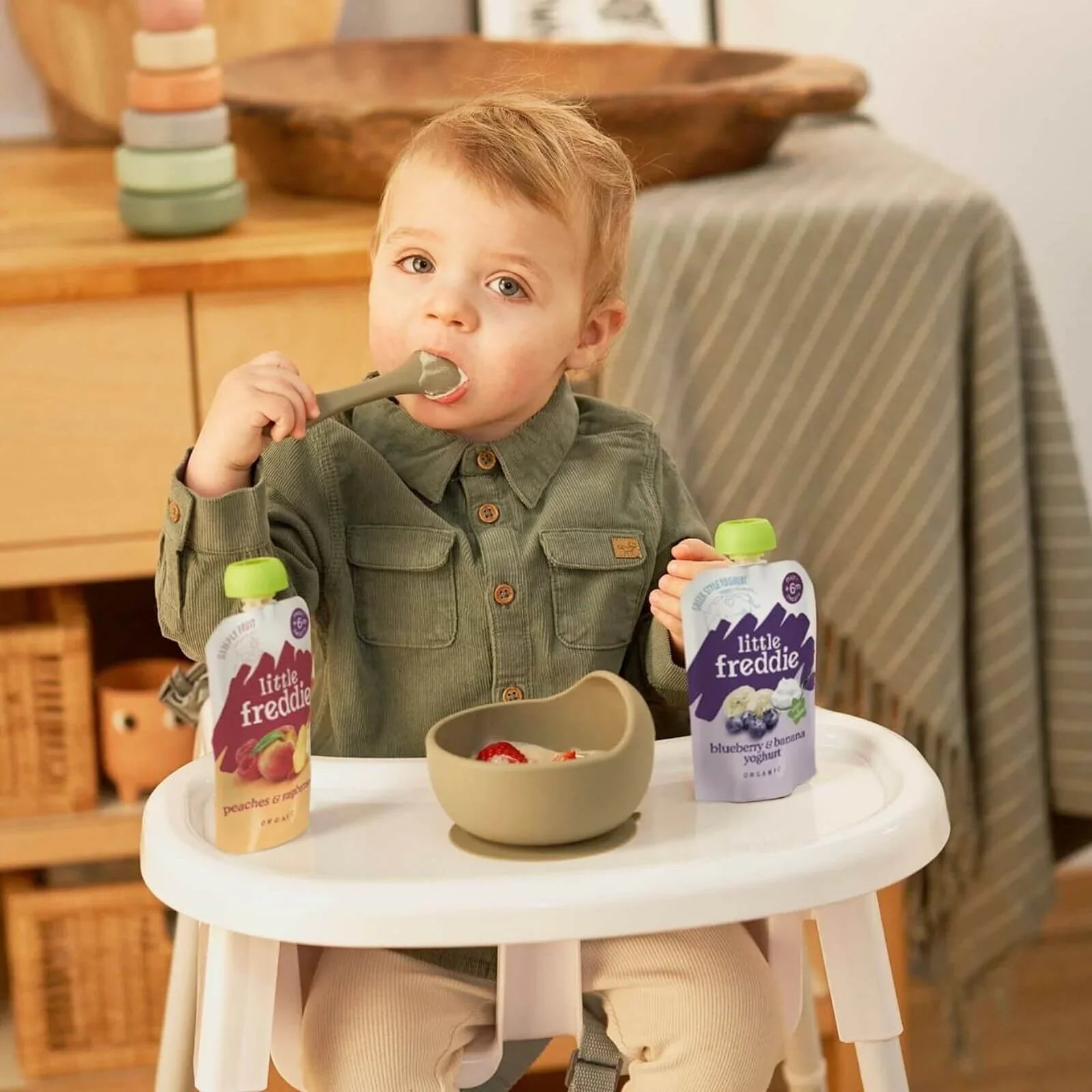 Little Freddie Organic Blueberry & Banana Greek Style Yoghurt Baby Food Pouch 6+ months 100g | Luxury Home Accessories | Heulog Glow