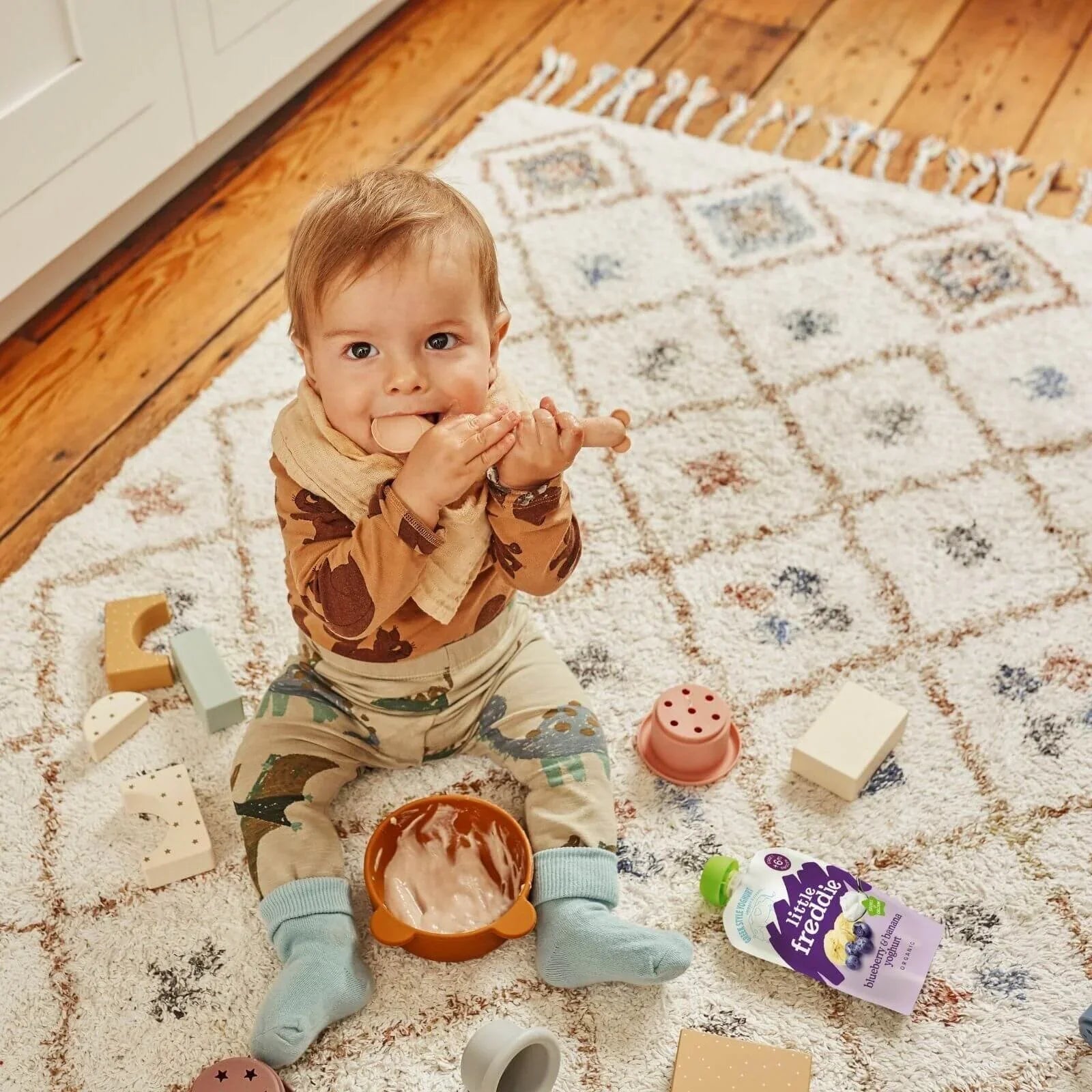 Little Freddie Organic Blueberry & Banana Greek Style Yoghurt Baby Food Pouch 6+ months 100g | Luxury Home Accessories | Heulog Glow