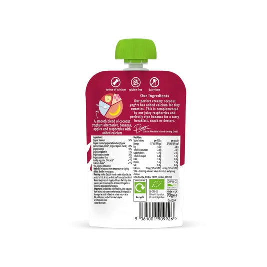 Little Freddie Organic Dairy Free Banana & Raspberry Yoghurt Baby Food Pouch 6+ months 90g | Luxury Home Accessories | Heulog Glow