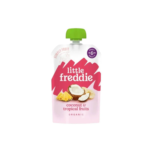 Little Freddie Organic Good for Brains Coconut & Tropical Fruits Baby Food Pouch with Omega 3 6+ months 100g | Luxury Home Accessories | Heulog Glow