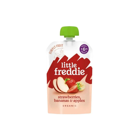 Little Freddie Organic Good for Brains Strawberries Bananas & Apples Baby Food Pouch with Omega 3 6+ months 100g | Luxury Home Accessories | Heulog Glow