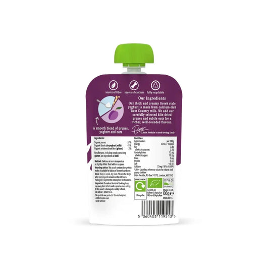 Little Freddie Organic Prune Greek Style Yoghurt with Oats Baby Food Pouch 6+ months 100g | Luxury Home Accessories | Heulog Glow