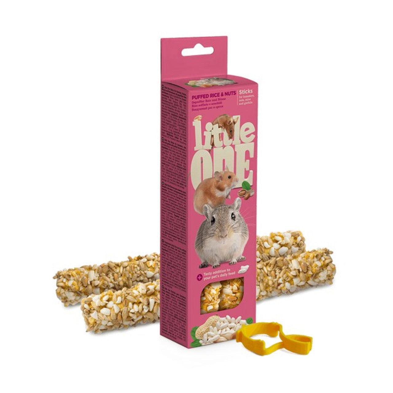 Little One Sticks For Hamsters, Rats, Mice And Gerbils With Puffed Rice And Nuts 2x55G | Luxury Home Accessories | Heulog Glow