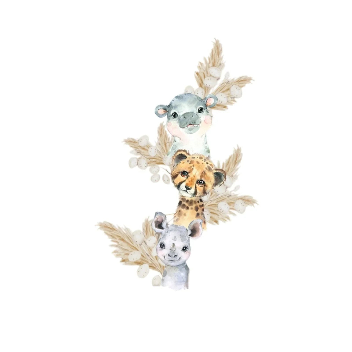 Live Vida Baby Safari Wall Sticker Hippo & Cheetah & Rhino 3 pcs | Luxury Home Accessories | Heulog Glow