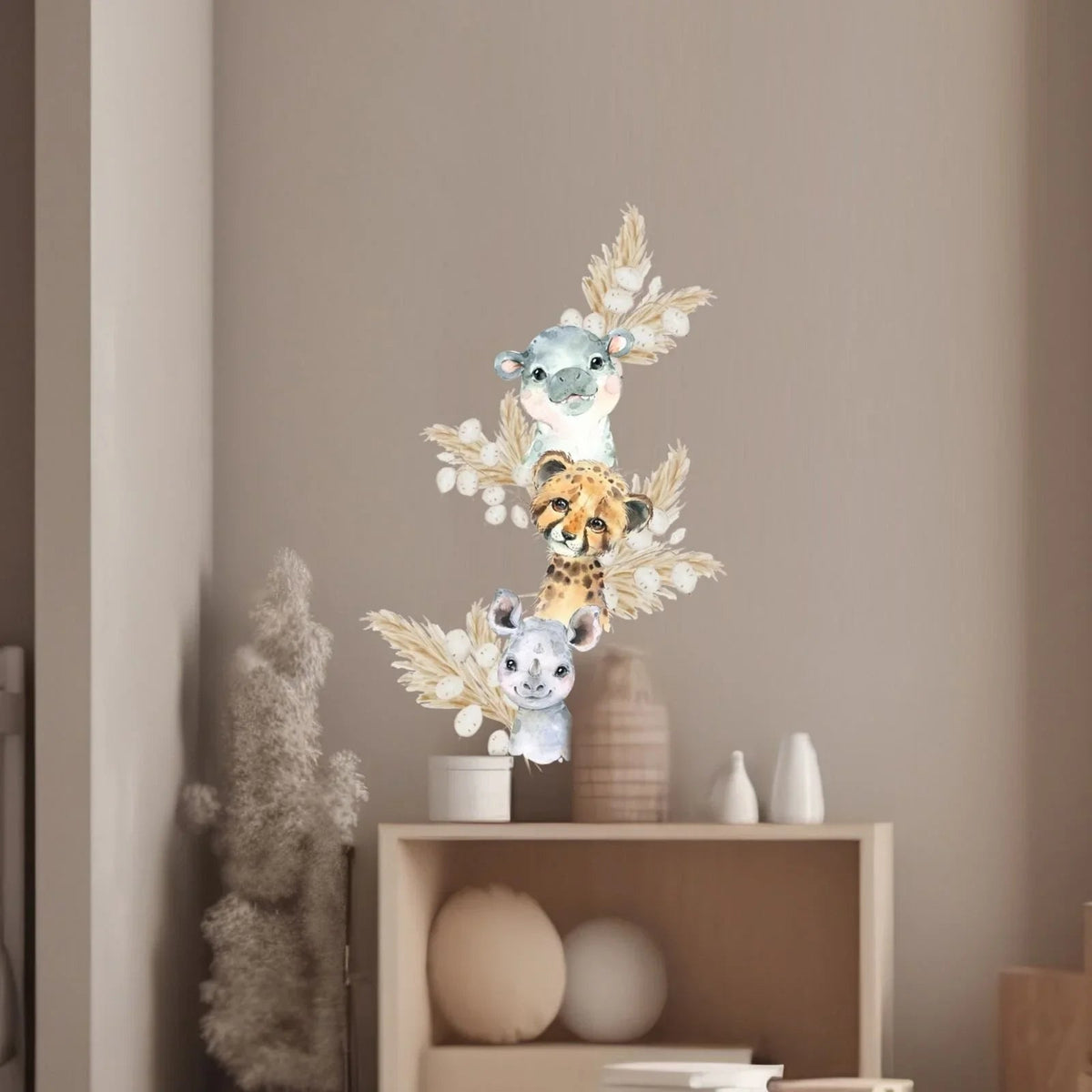 Live Vida Baby Safari Wall Sticker Hippo & Cheetah & Rhino 3 pcs | Luxury Home Accessories | Heulog Glow
