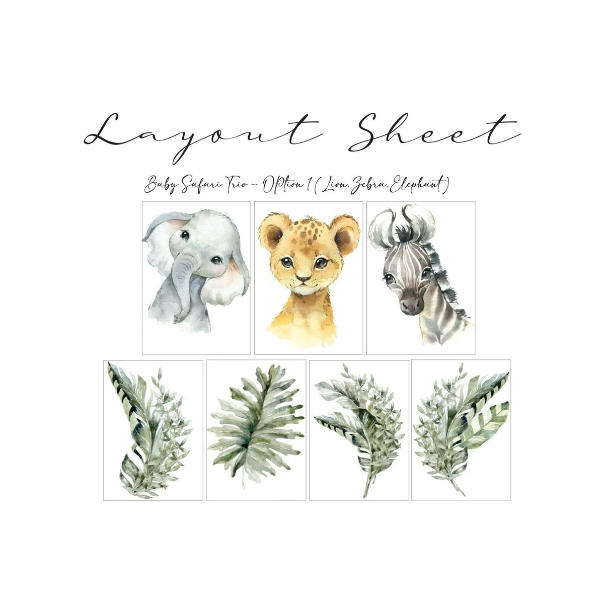 Live Vida Baby Safari Wall Sticker Leafy Elephant & Lion & Zebra 3 pcs | Luxury Home Accessories | Heulog Glow