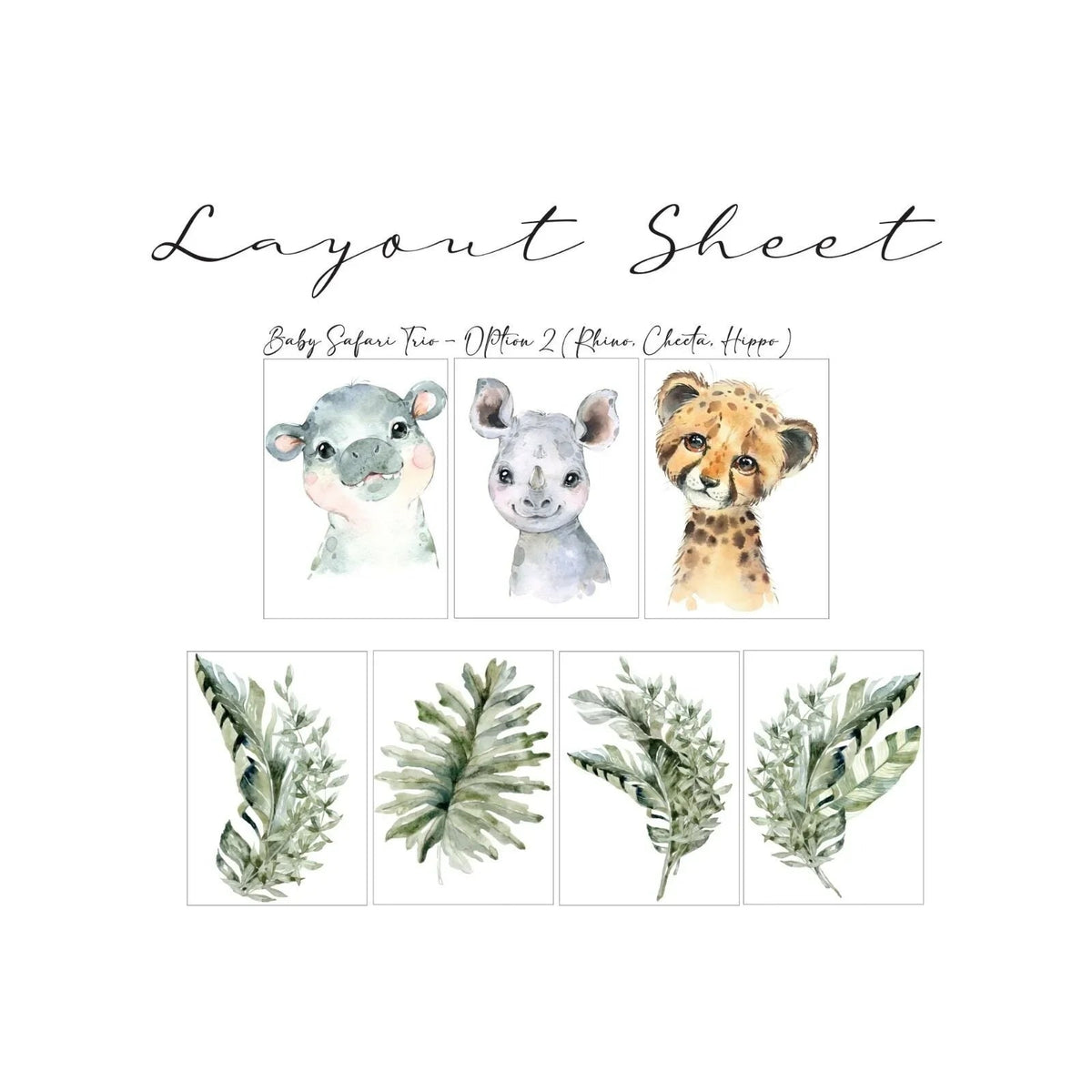 Live Vida Baby Safari Wall Sticker Leafy Hippo & Cheetah & Rhino 3 pcs | Luxury Home Accessories | Heulog Glow