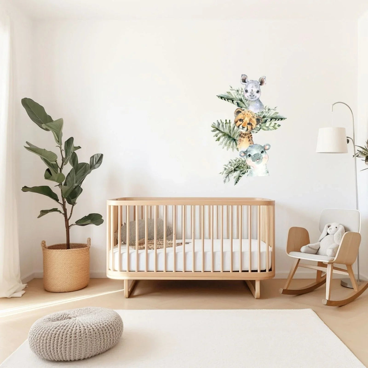 Live Vida Baby Safari Wall Sticker Leafy Hippo & Cheetah & Rhino 3 pcs | Luxury Home Accessories | Heulog Glow