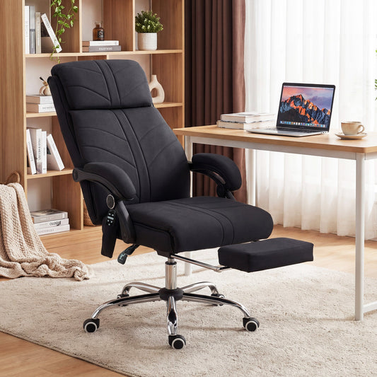 Vinsetto High Back Vibration Massage Office Chair with Footrest, Heated, Black