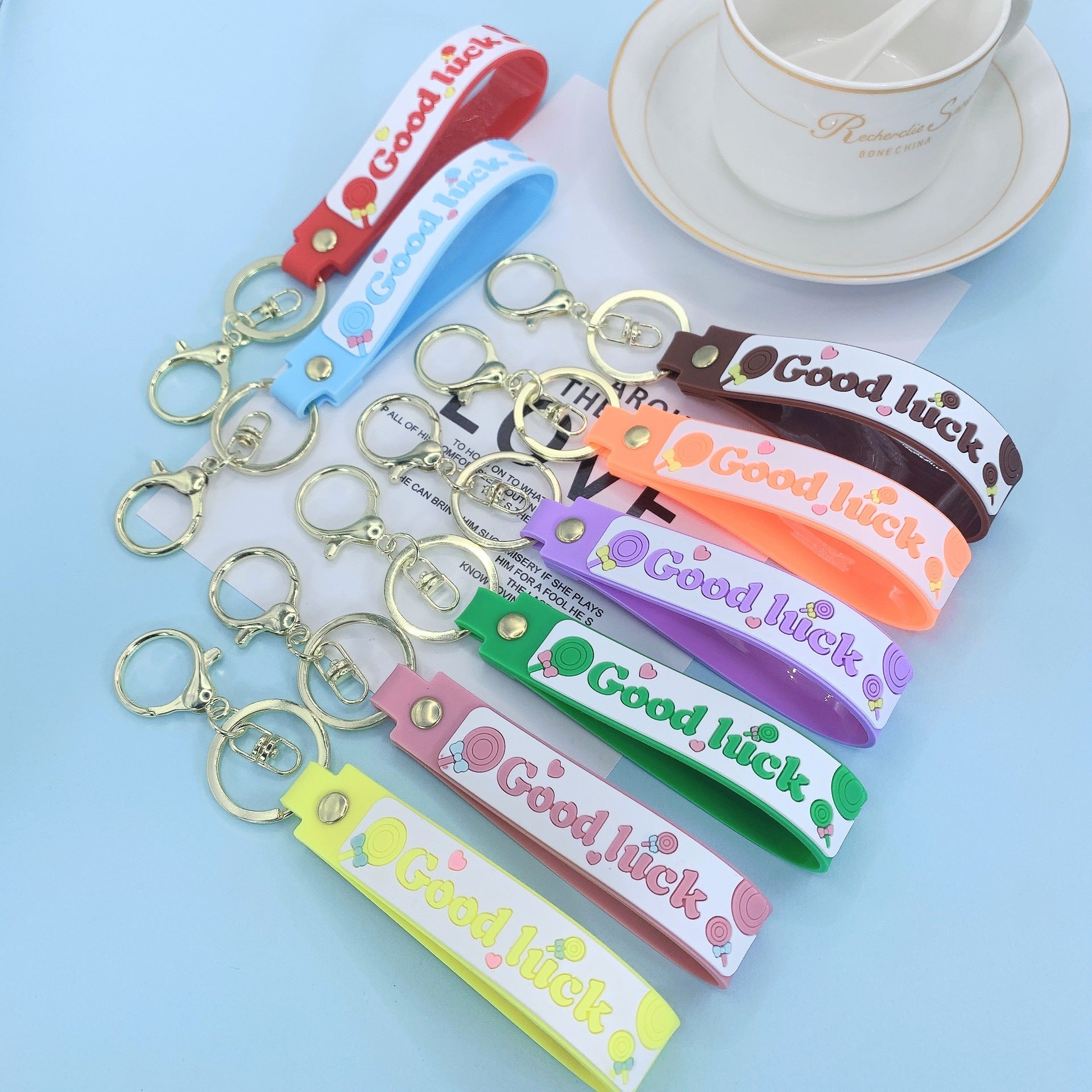 Lollipop Rainbow-colored Belt Hand Strap Keychain | Luxury Home Accessories | Heulog Glow
