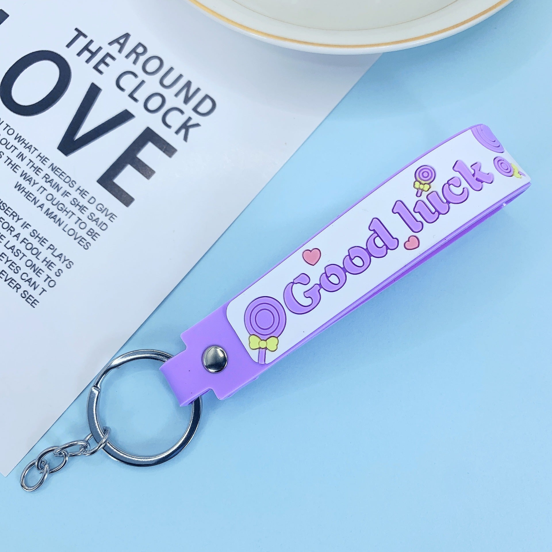 Lollipop Rainbow-colored Belt Hand Strap Keychain | Luxury Home Accessories | Heulog Glow