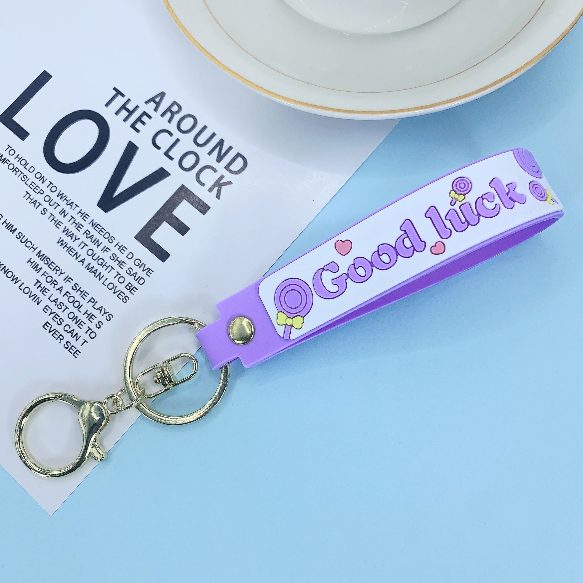 Lollipop Rainbow-colored Belt Hand Strap Keychain | Luxury Home Accessories | Heulog Glow