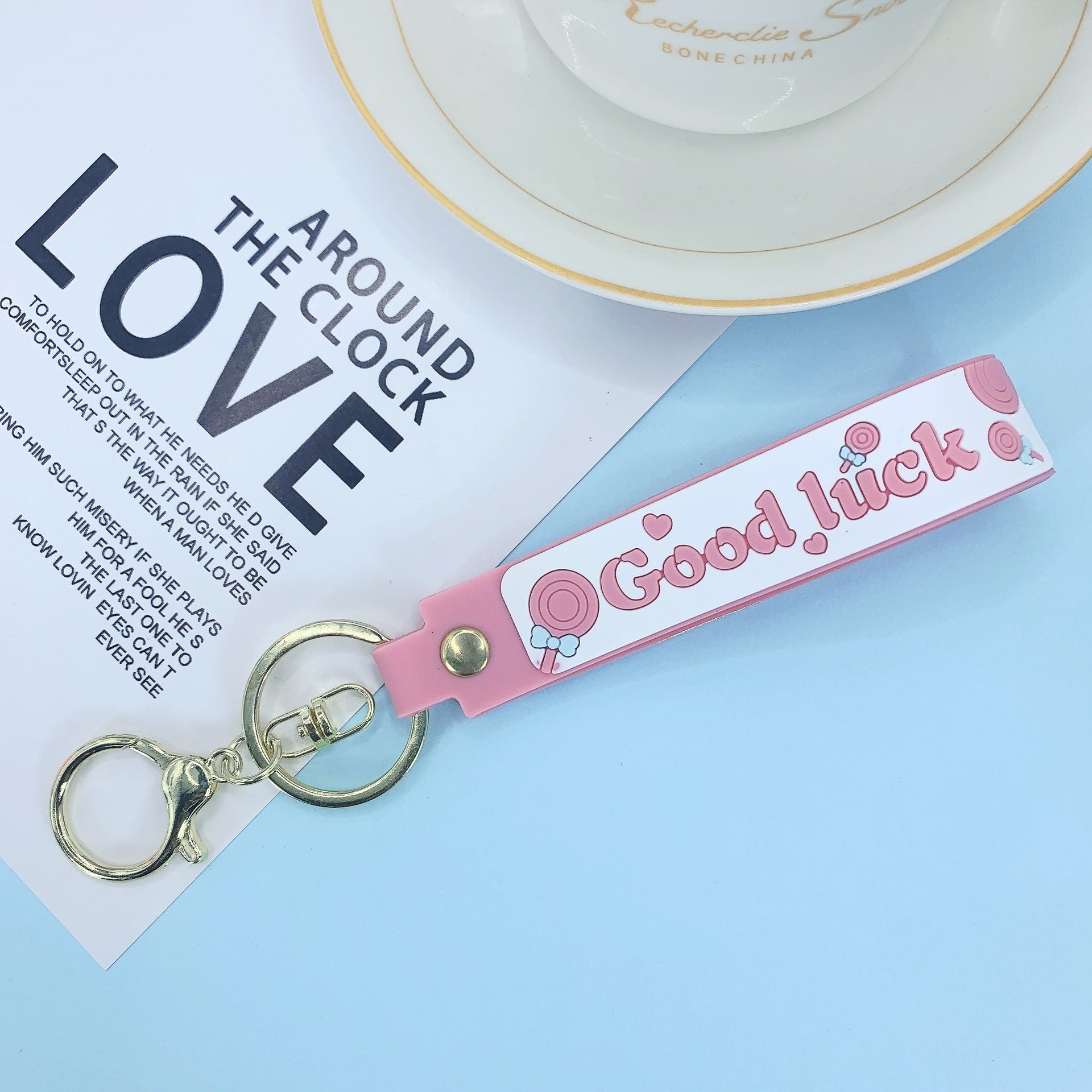 Lollipop Rainbow-colored Belt Hand Strap Keychain | Luxury Home Accessories | Heulog Glow