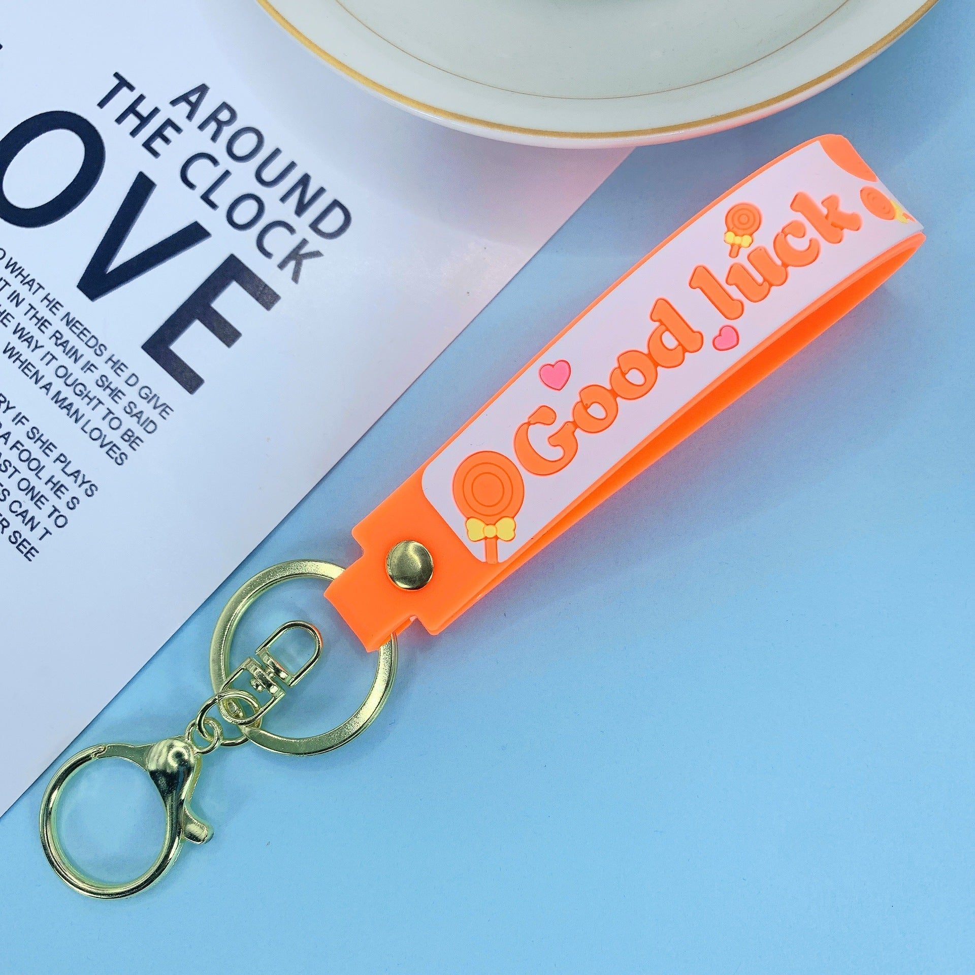Lollipop Rainbow-colored Belt Hand Strap Keychain | Luxury Home Accessories | Heulog Glow