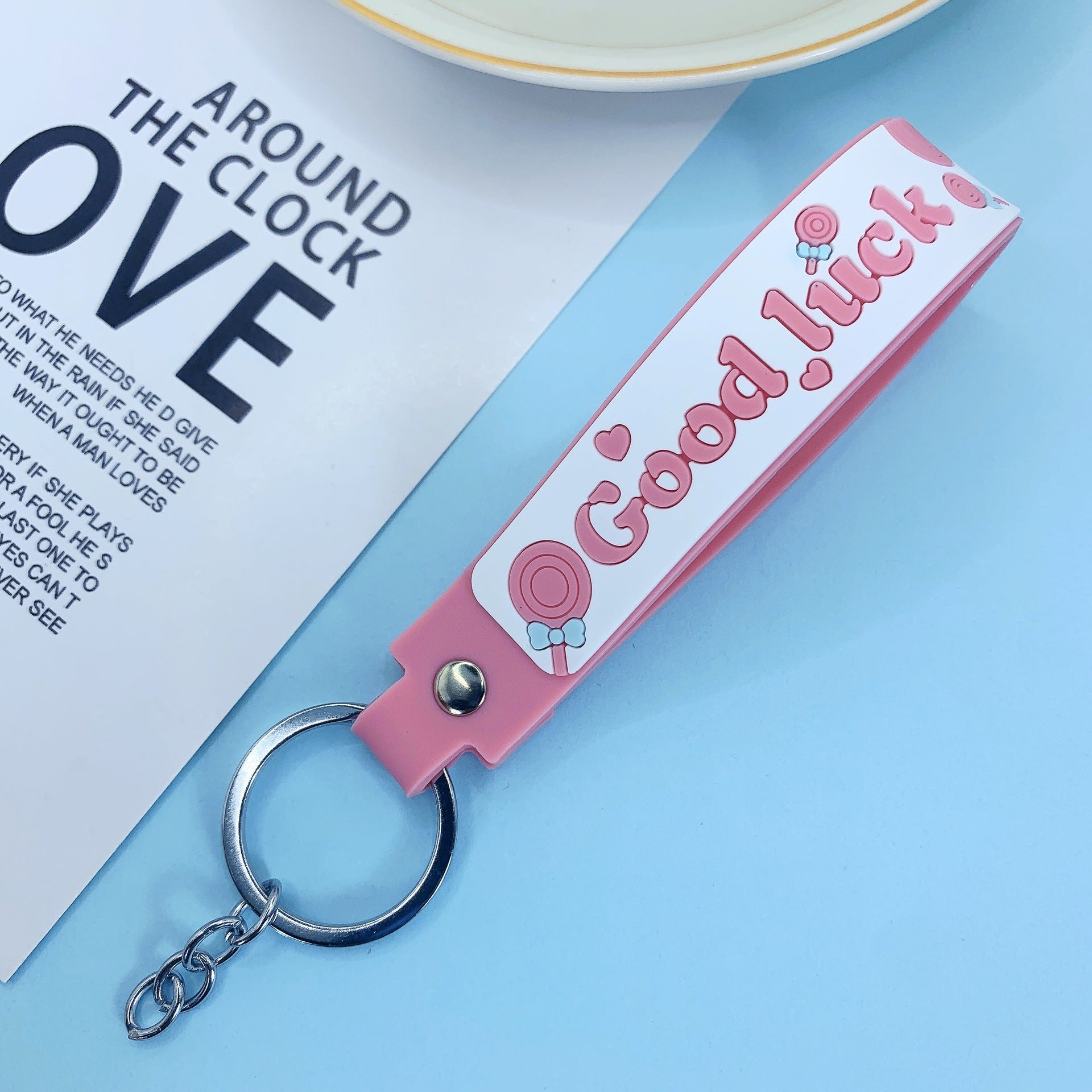 Lollipop Rainbow-colored Belt Hand Strap Keychain | Luxury Home Accessories | Heulog Glow