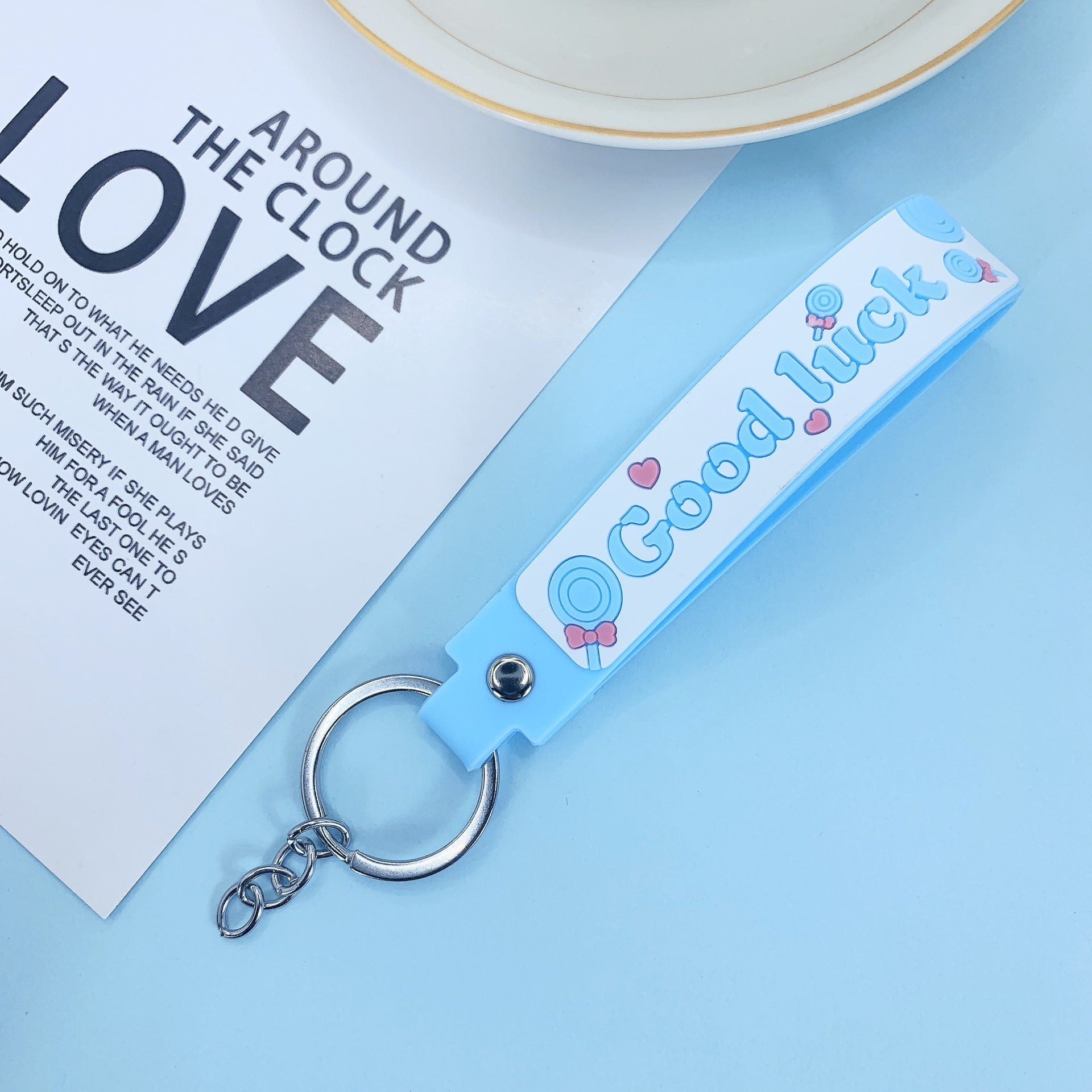 Lollipop Rainbow-colored Belt Hand Strap Keychain | Luxury Home Accessories | Heulog Glow