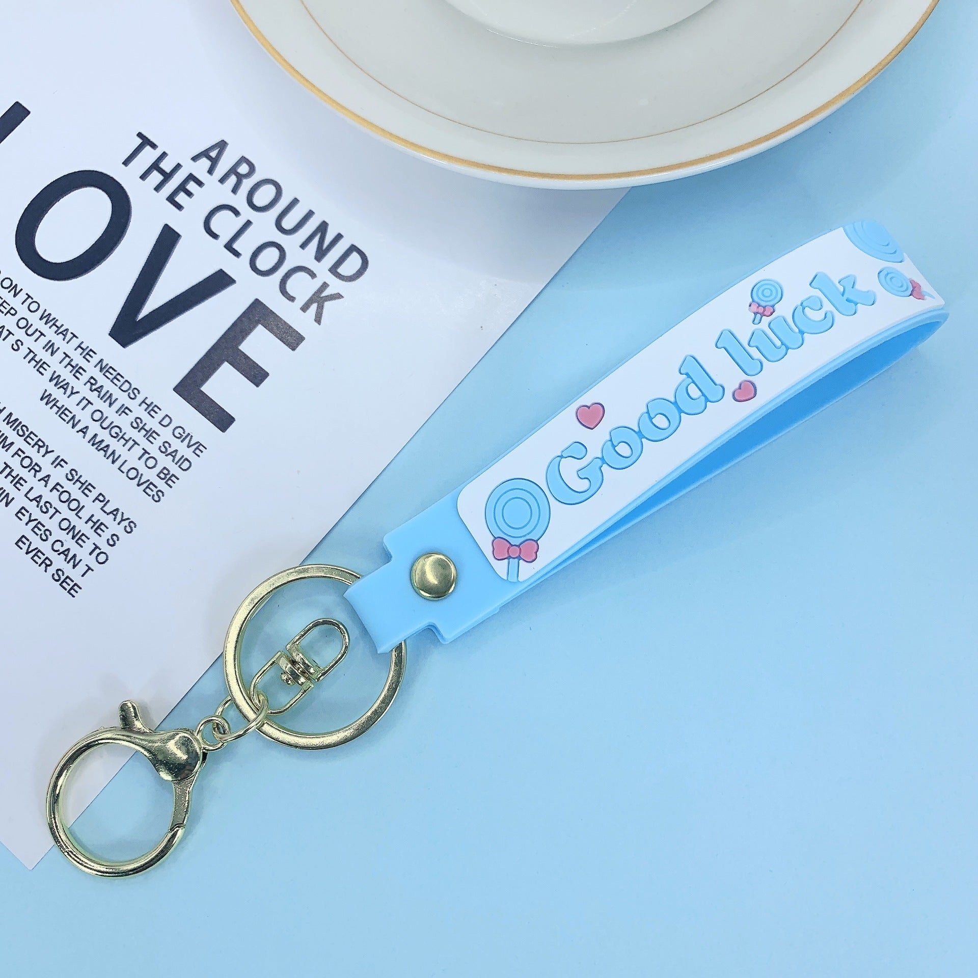 Lollipop Rainbow-colored Belt Hand Strap Keychain | Luxury Home Accessories | Heulog Glow