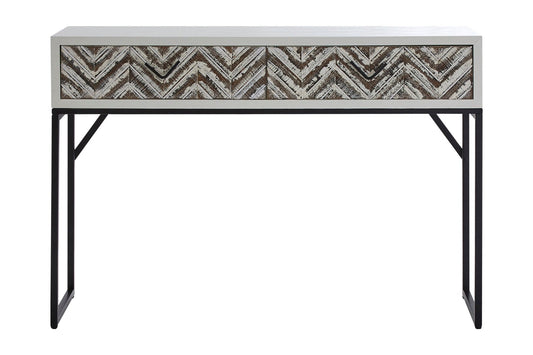 Lombok Rustic Chevron 2 Drawer Console Table | Luxury Home Accessories | Heulog Glow
