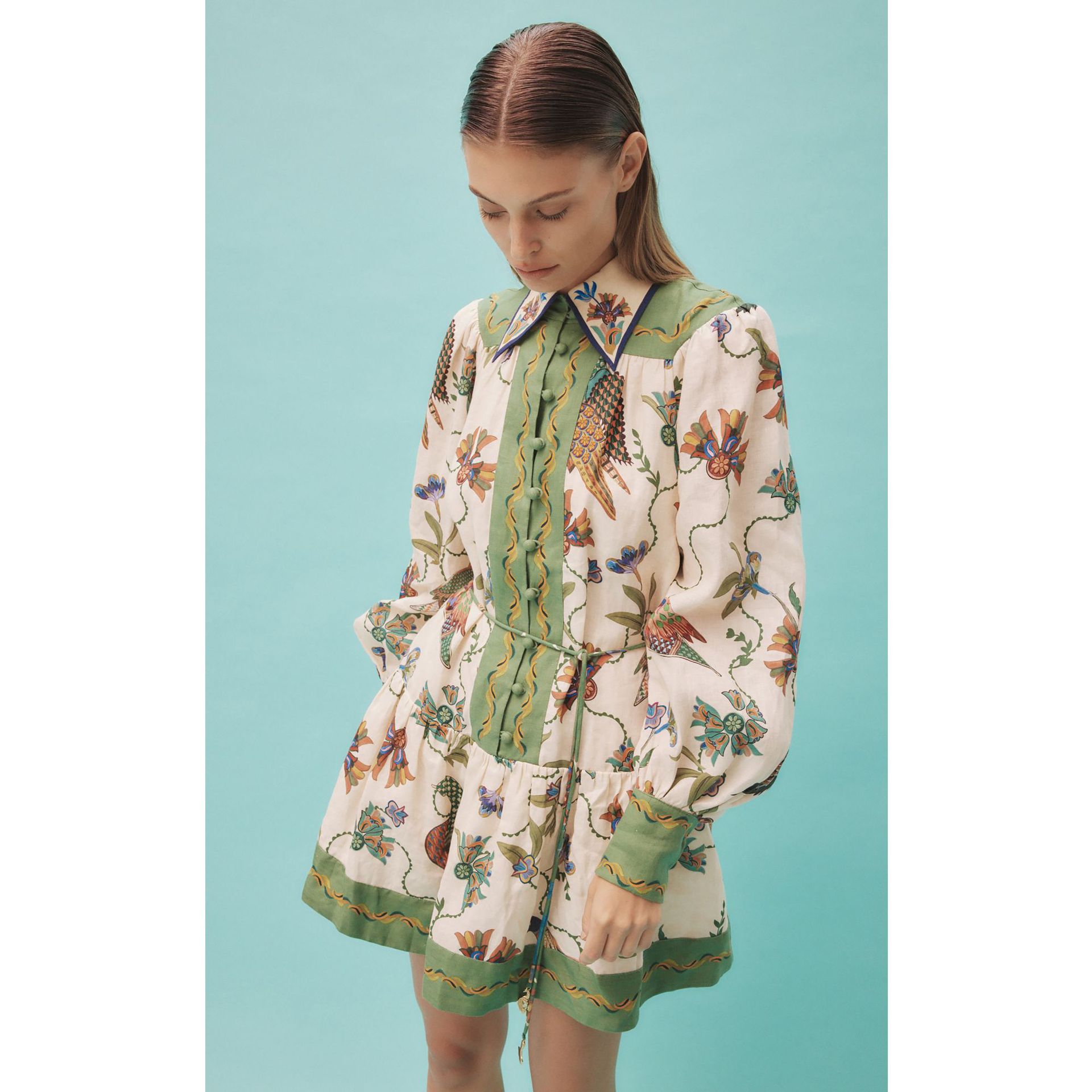 Long Sleeve Printing Lapel Dress | Luxury Home Accessories | Heulog Glow