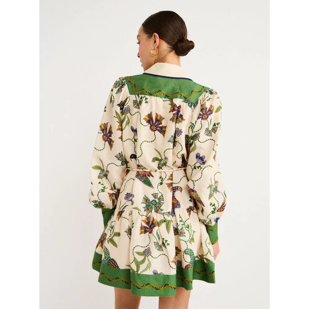 Long Sleeve Printing Lapel Dress | Luxury Home Accessories | Heulog Glow